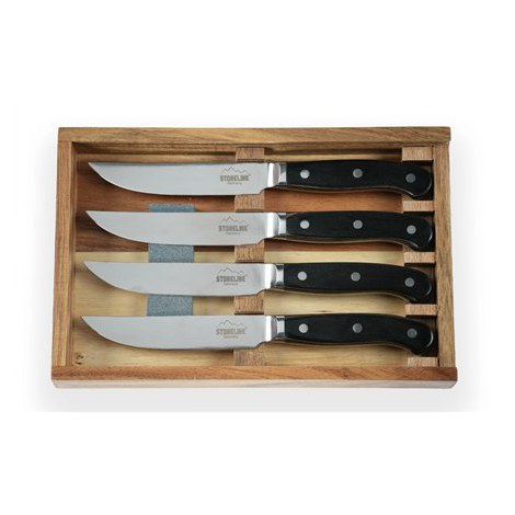 Stoneline 22508 Stainless Steel Steak Knives Set with Pakka Wooden Handle, Sharpener, Wooden Box, 4 pcs | Stoneline - 6